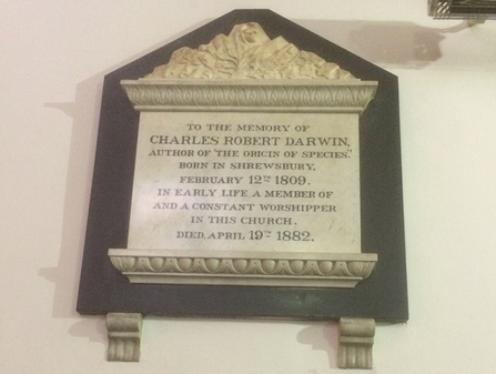 Darwin plaque in Shrewsbury Unitarian