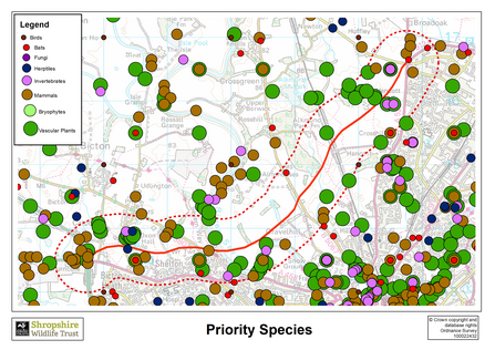 Priority species map north Shrewsbury