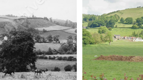 Two images of Lower Spoad Farm 70 years apart