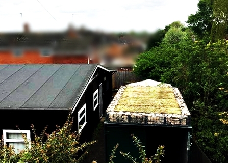 DePave: Church Aston & Chetwynd Aston Village Hall green roof on a shipping container
